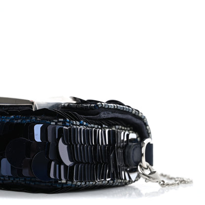 Fendi Sequin Paillettes Shiny Nappa Sex and the City Nano Maxi Buckle Baguette Charm Dark Blue 9 of 11