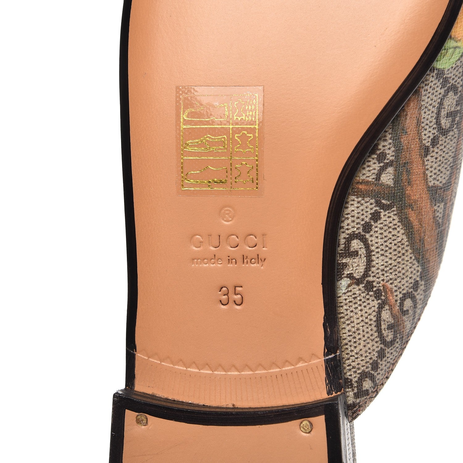 Gucci GG Supreme Monogram Tian Womens Princetown Slippers 35 Beige Ebony Multicolor 8 of 9
