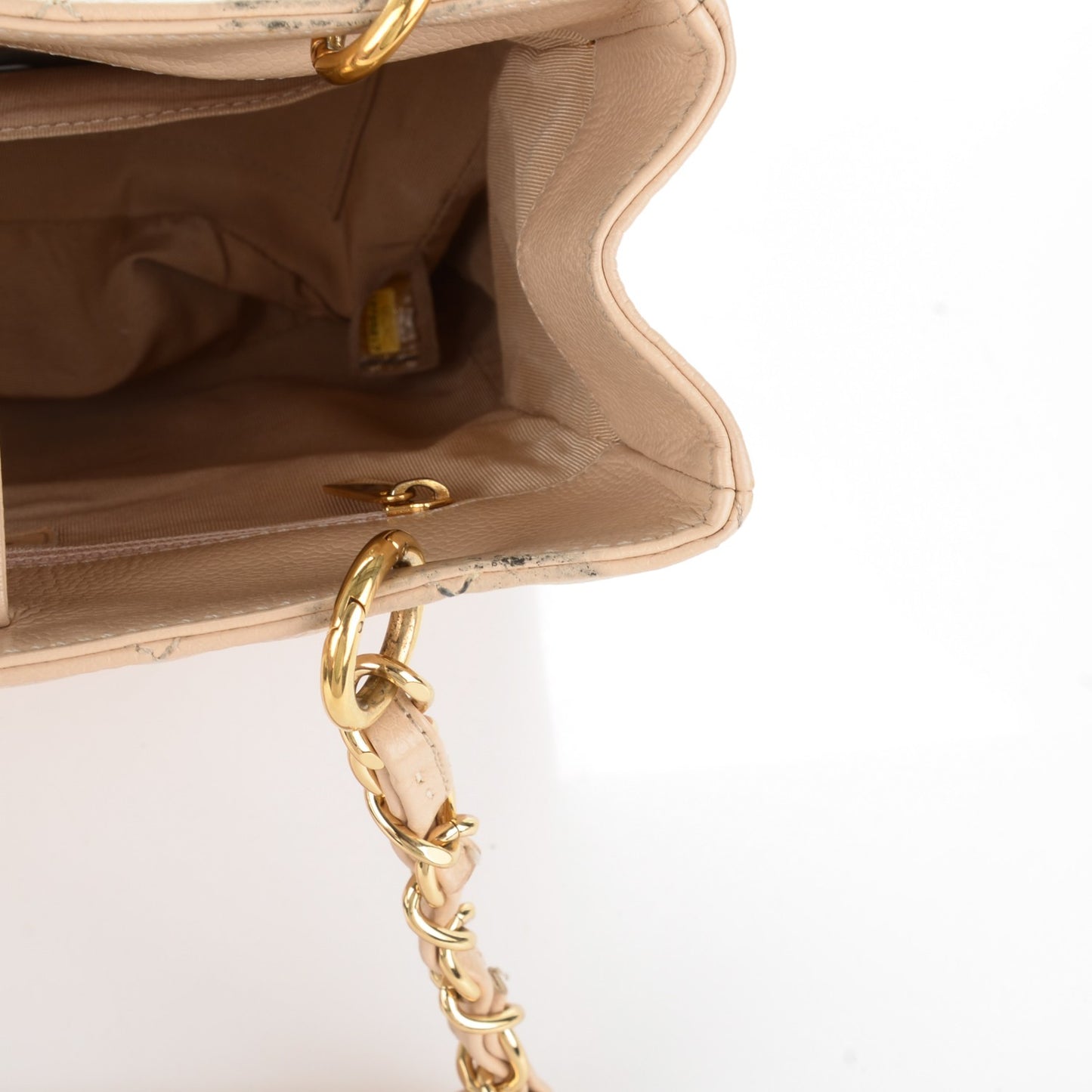 Caviar Quilted Petit Shopping Tote PST Beige Clair