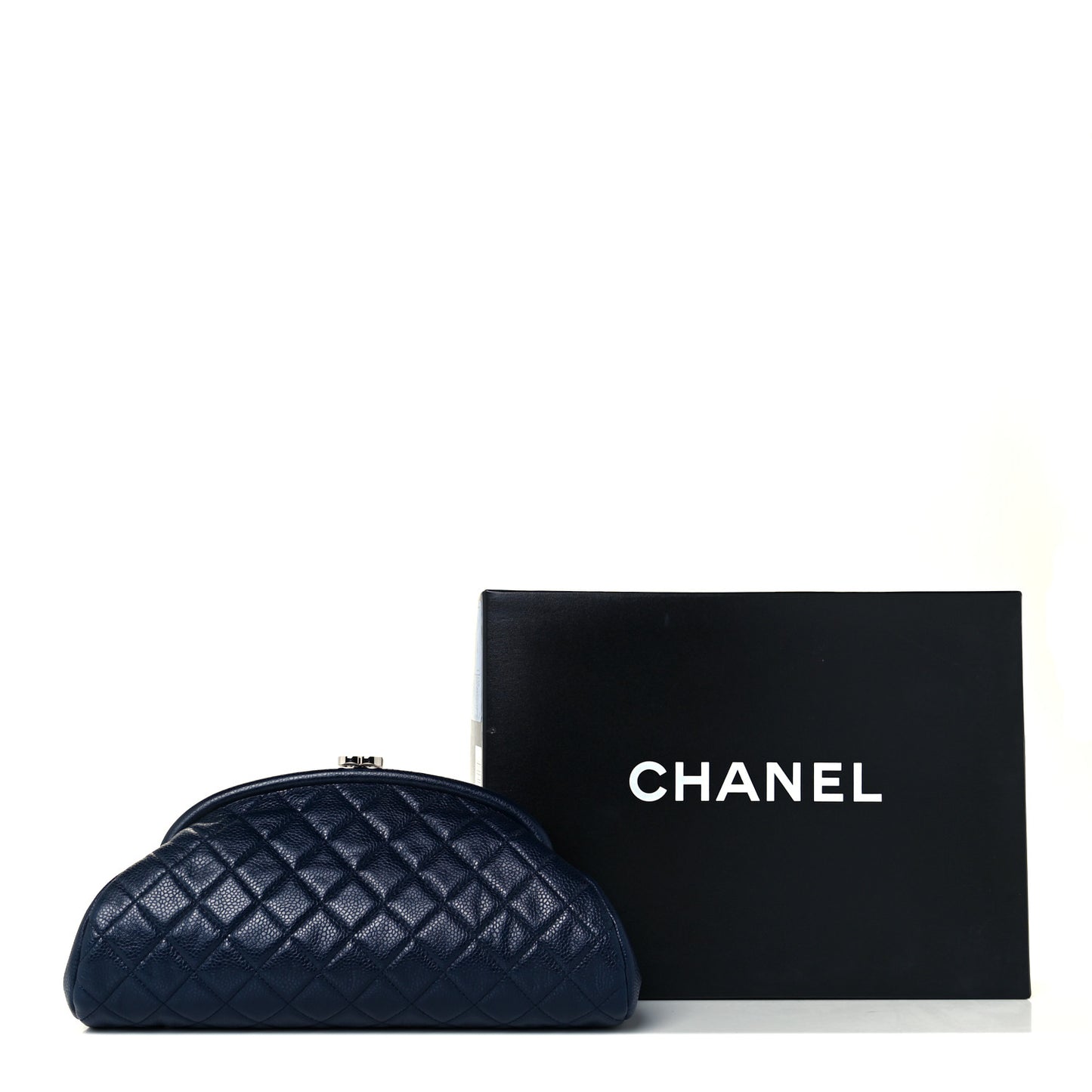 Caviar Quilted Timeless Clutch Dark Blue