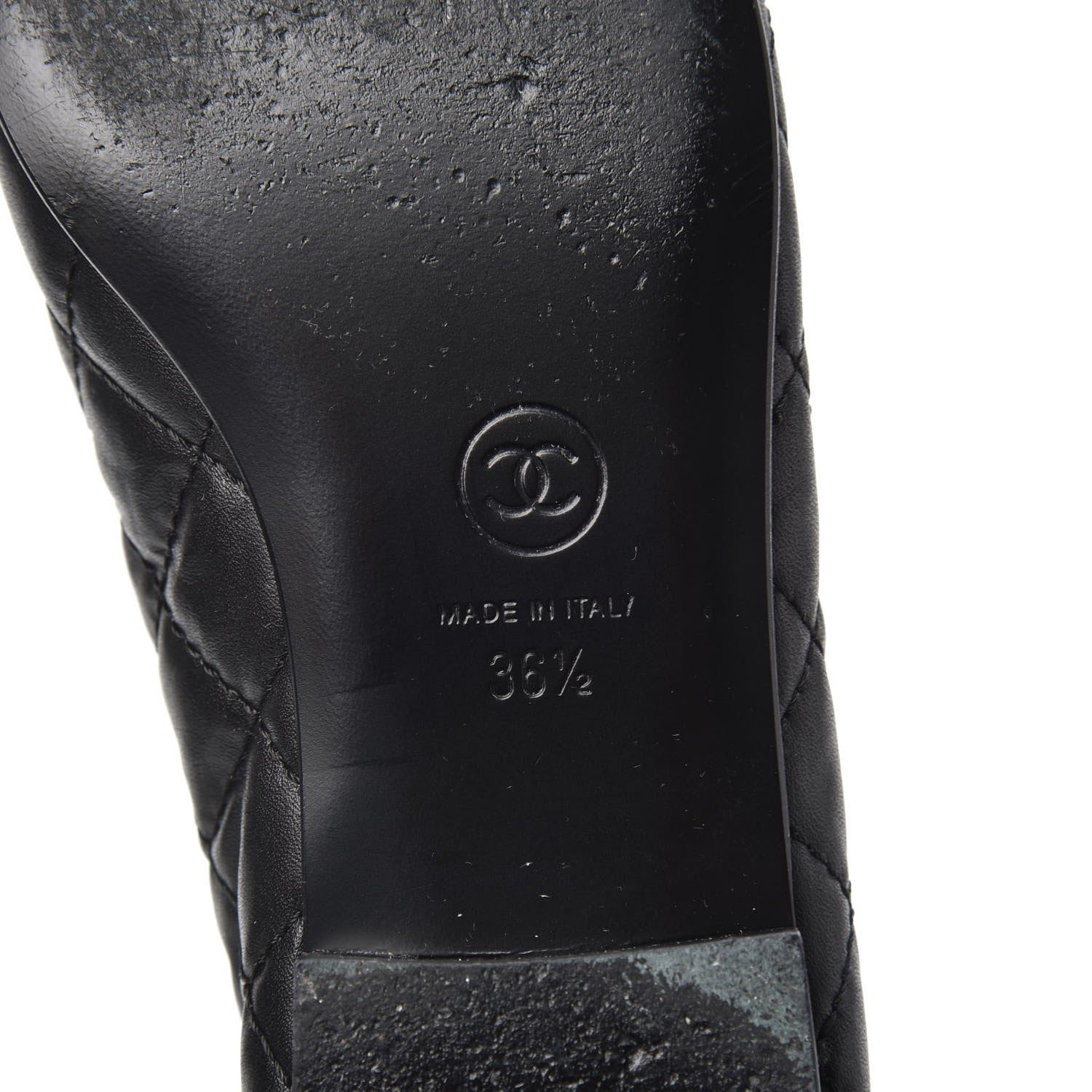 Chanel Aged Calfskin Quilted CC Cap Toe Ballerina Flats 36.5 Black 6 of 7