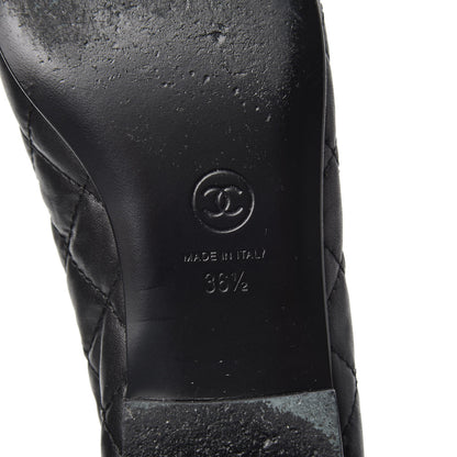 Chanel Aged Calfskin Quilted CC Cap Toe Ballerina Flats 36.5 Black 6 of 7