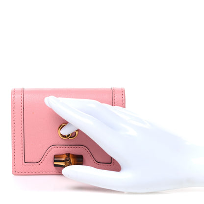 Gucci Wonka Grain Calfskin Diana Card Case Wallet Wild Rose 2 of 8