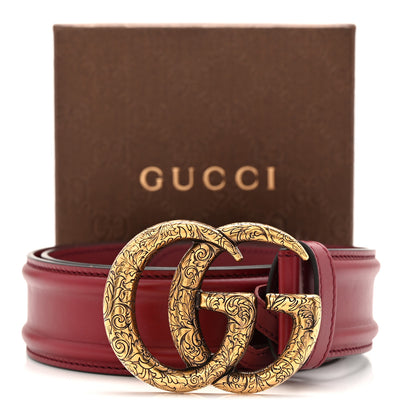 Gucci Ciny Lux Calfskin Patterned Double G 40mm Belt 85 34 Rubicund 5 of 5
