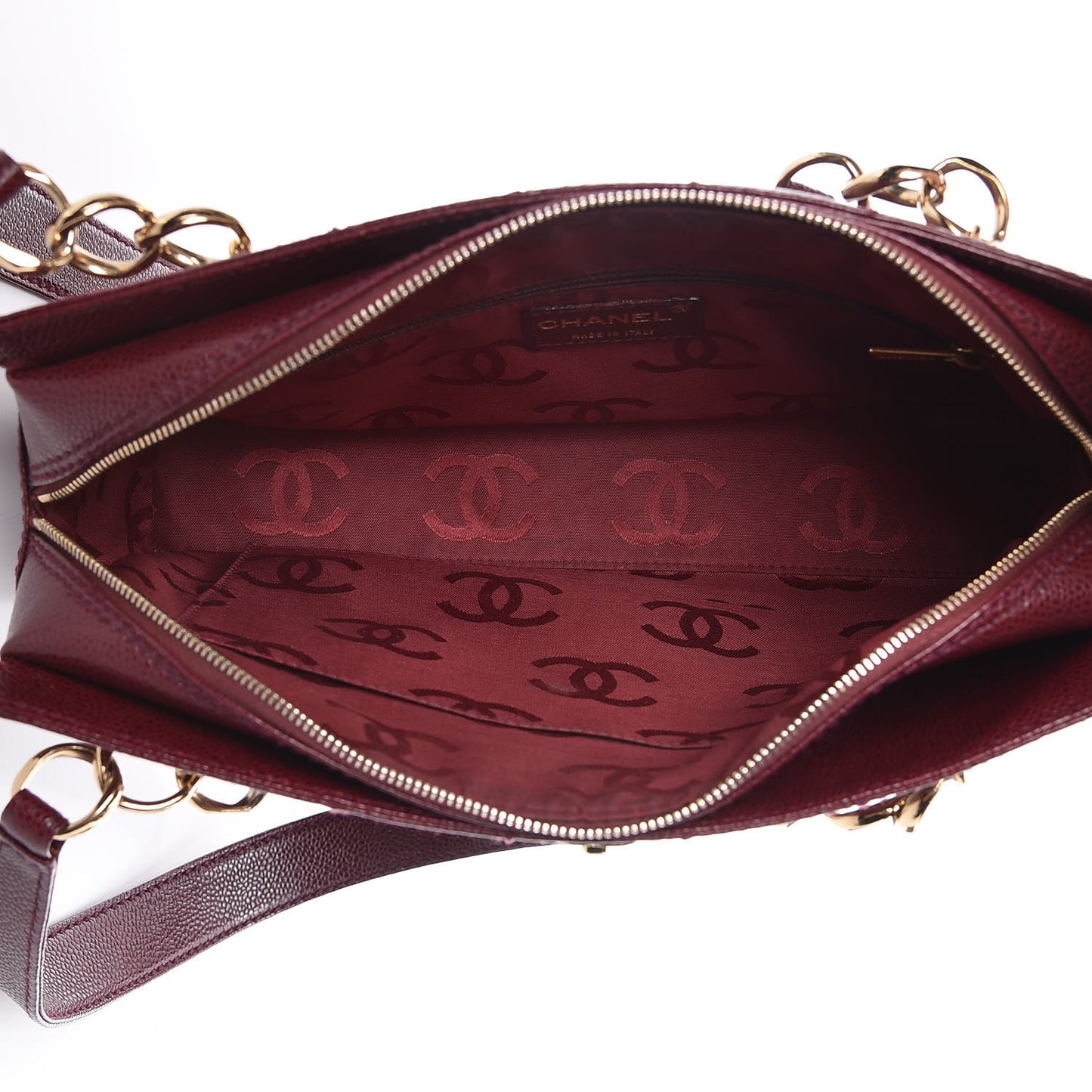 Caviar Chocolate Bar Quilted Shoulder Bag Burgundy
