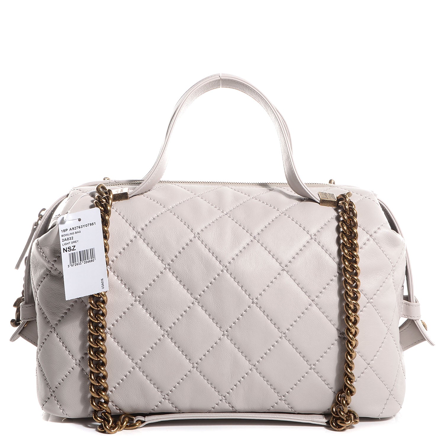 Chanel Calfskin Stitched Bowling Bag Light Grey 1 of 10