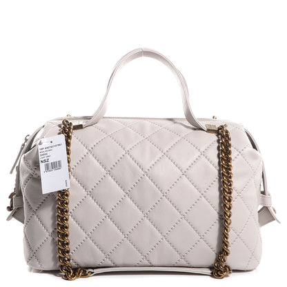 Chanel Calfskin Stitched Bowling Bag Light Grey 1 of 10