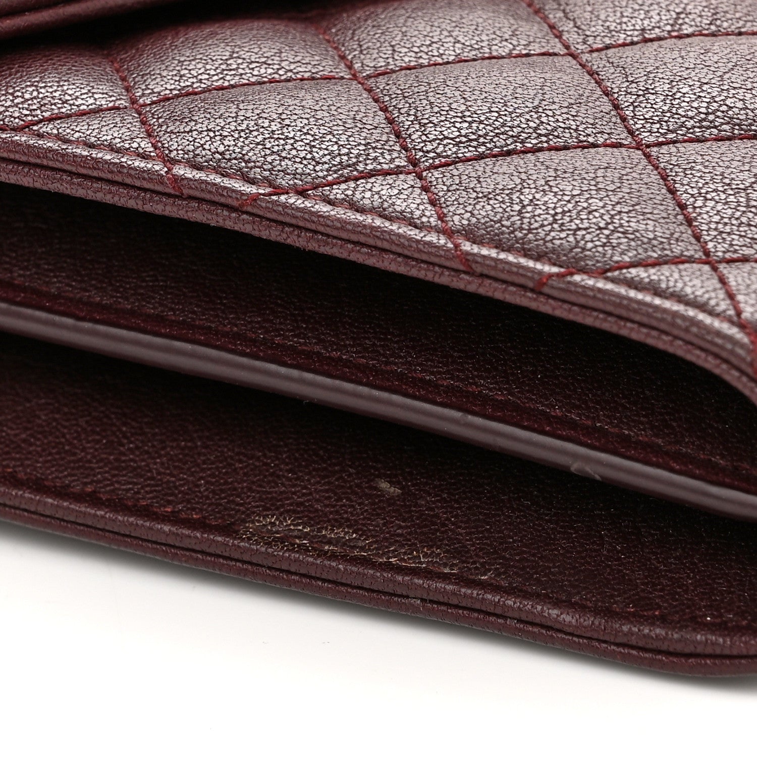 Saint Laurent Sheepskin Tri-Quilt Monogram Envelope Chain Wallet Burgundy 11 of 12