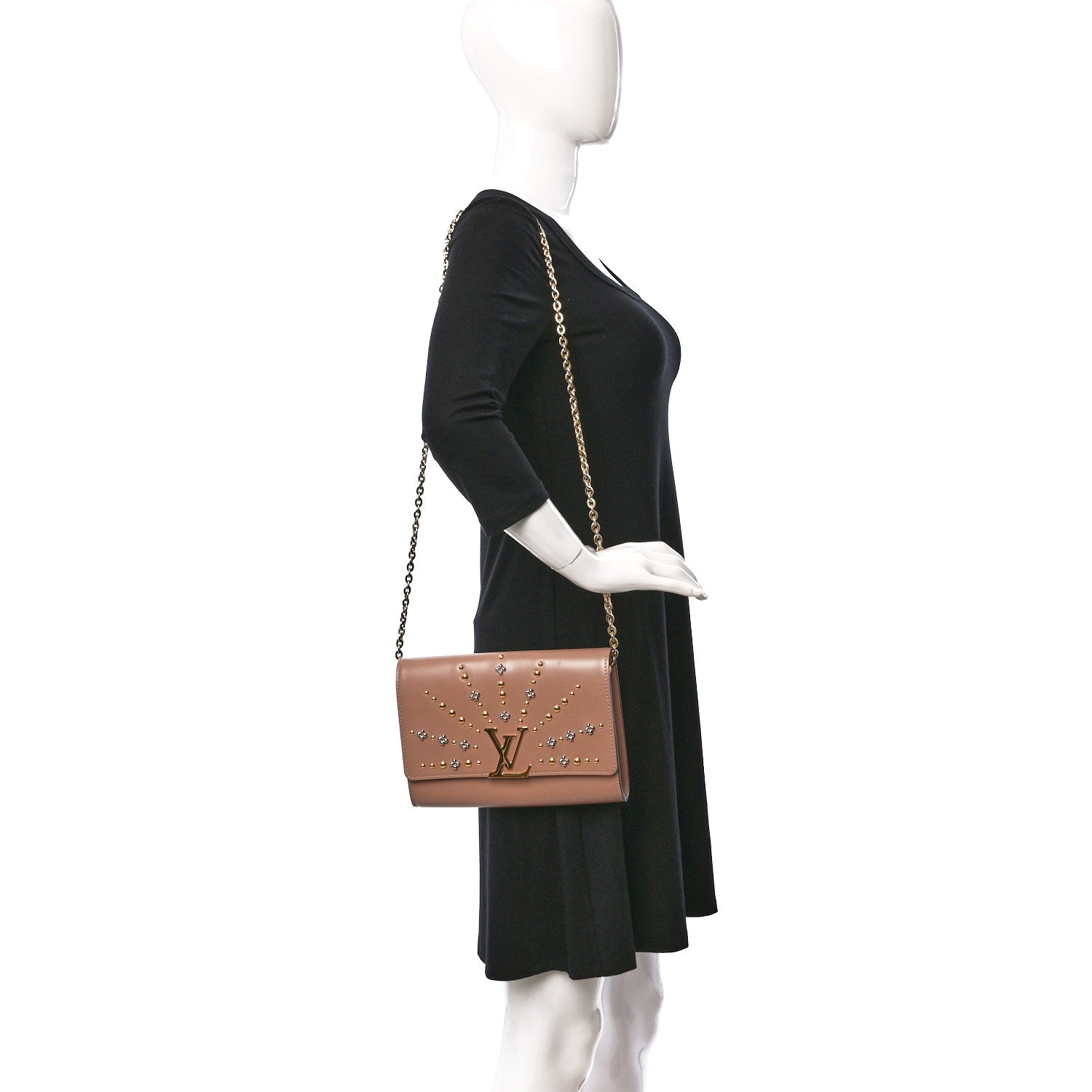 Louis Vuitton Calfskin Studded Louise Chain GM Nude 2 of 15