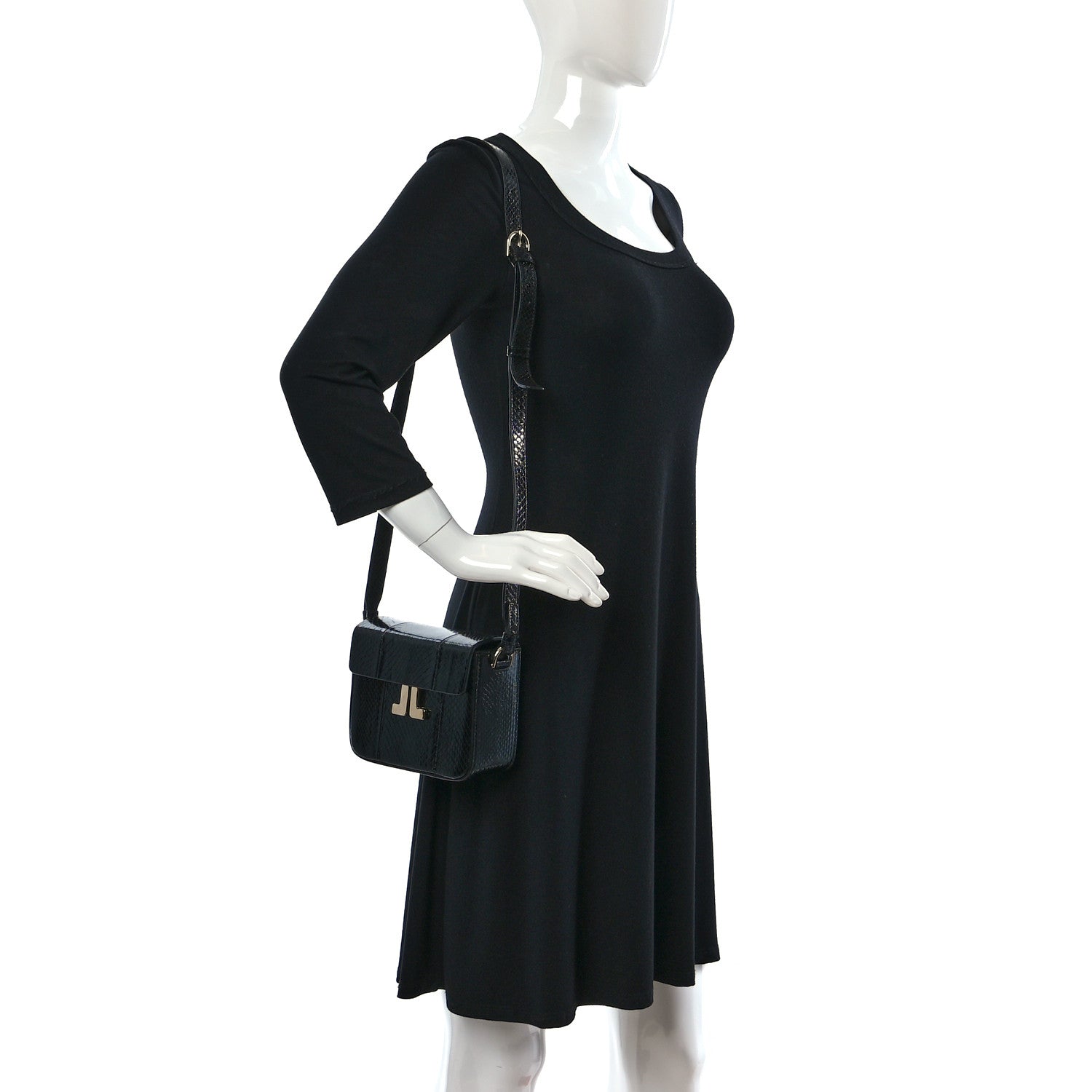 Lanvin Snakeskin JL Carnet Crossbody Black 2 of 14