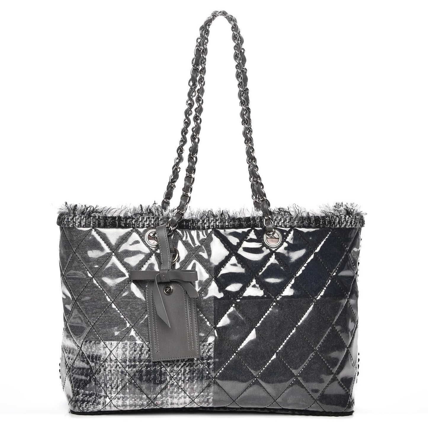 Vinyl Funny Tweed Patchwork Tote Grey