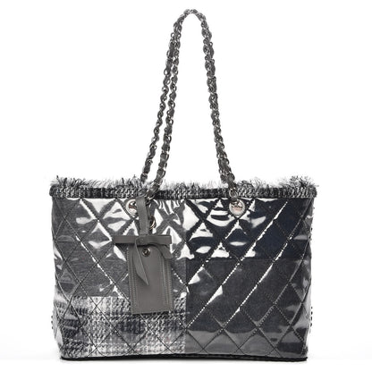 Chanel Vinyl Funny Tweed Patchwork Tote Grey 1 of 7