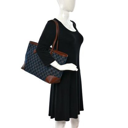 Gucci New Denim GG Monogram Medium Ophidia Shopping Tote Blue Tea Cuir 2 of 9