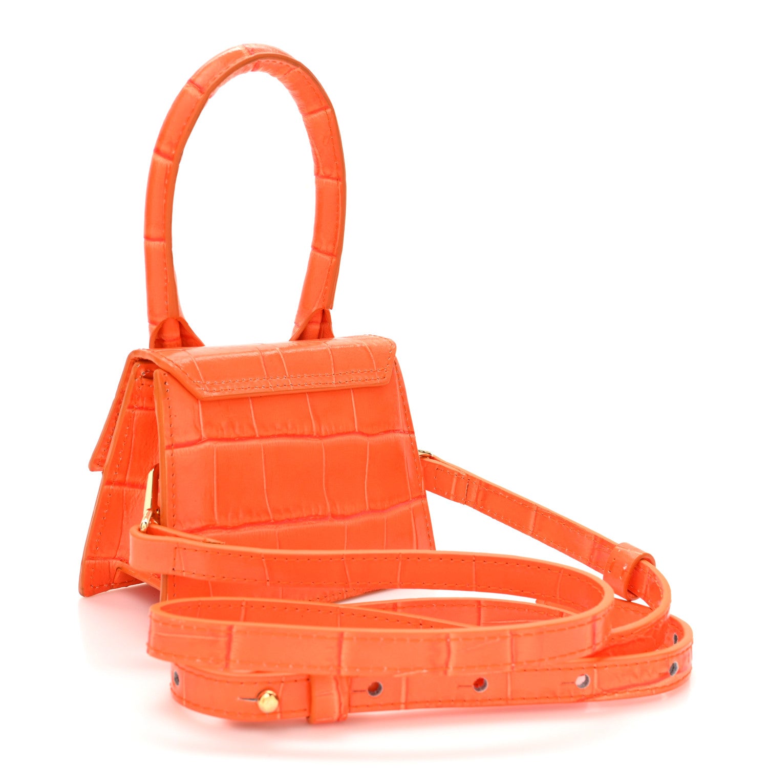 Jacquemus Calfskin Crocodile Embossed Le Chiquito Orange 3 of 16
