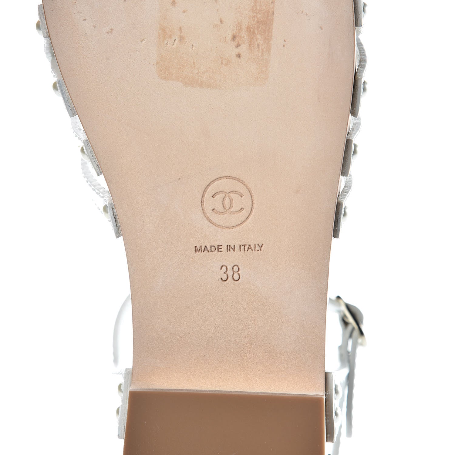 Chanel Metallized Patent Calfskin Sandals 38 Ivory 6 of 9