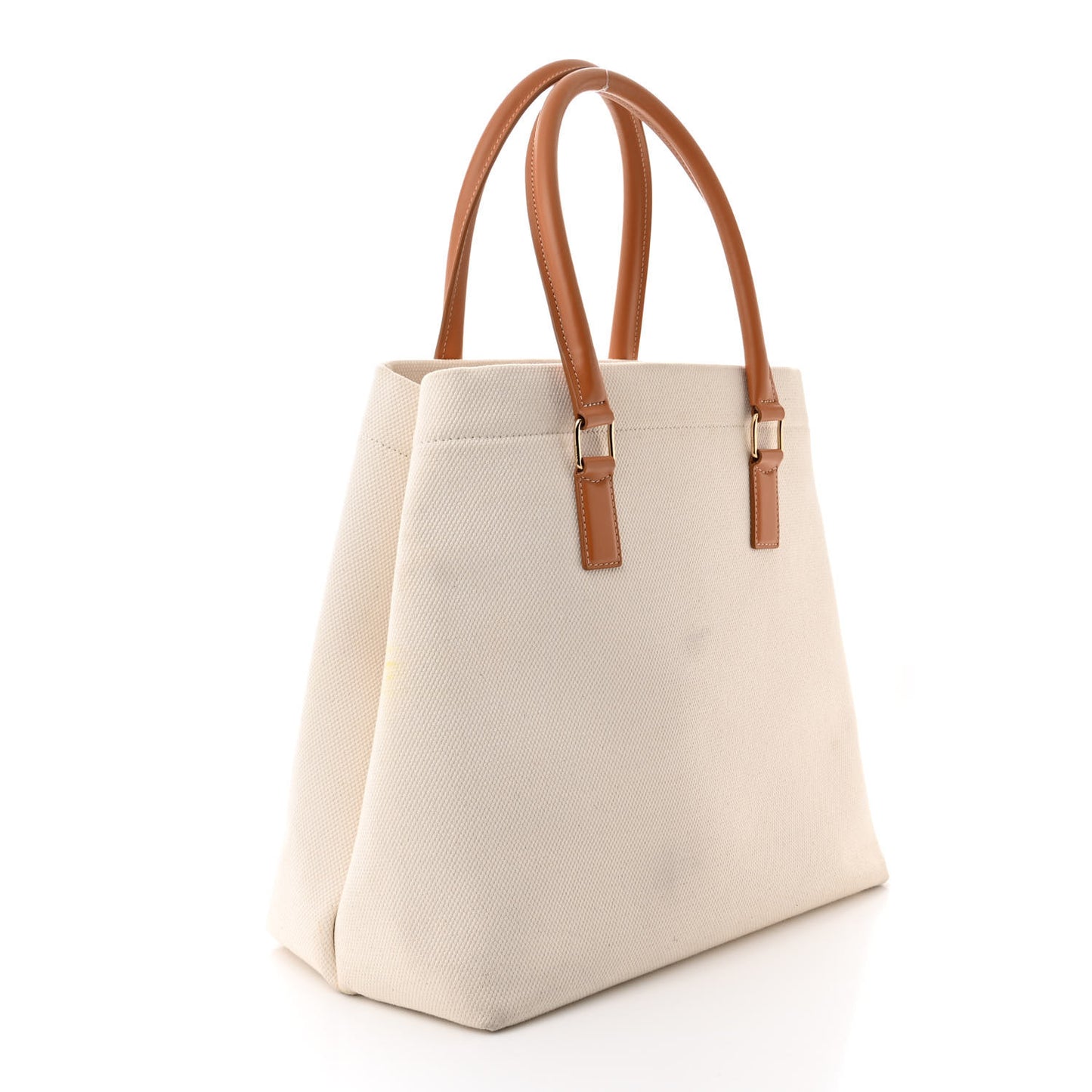 Canvas Calfskin Logo Print Small Horizontal Cabas Natural Tan