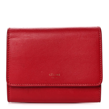 Celine Lambskin Small Flap Wallet Red 1 of 13