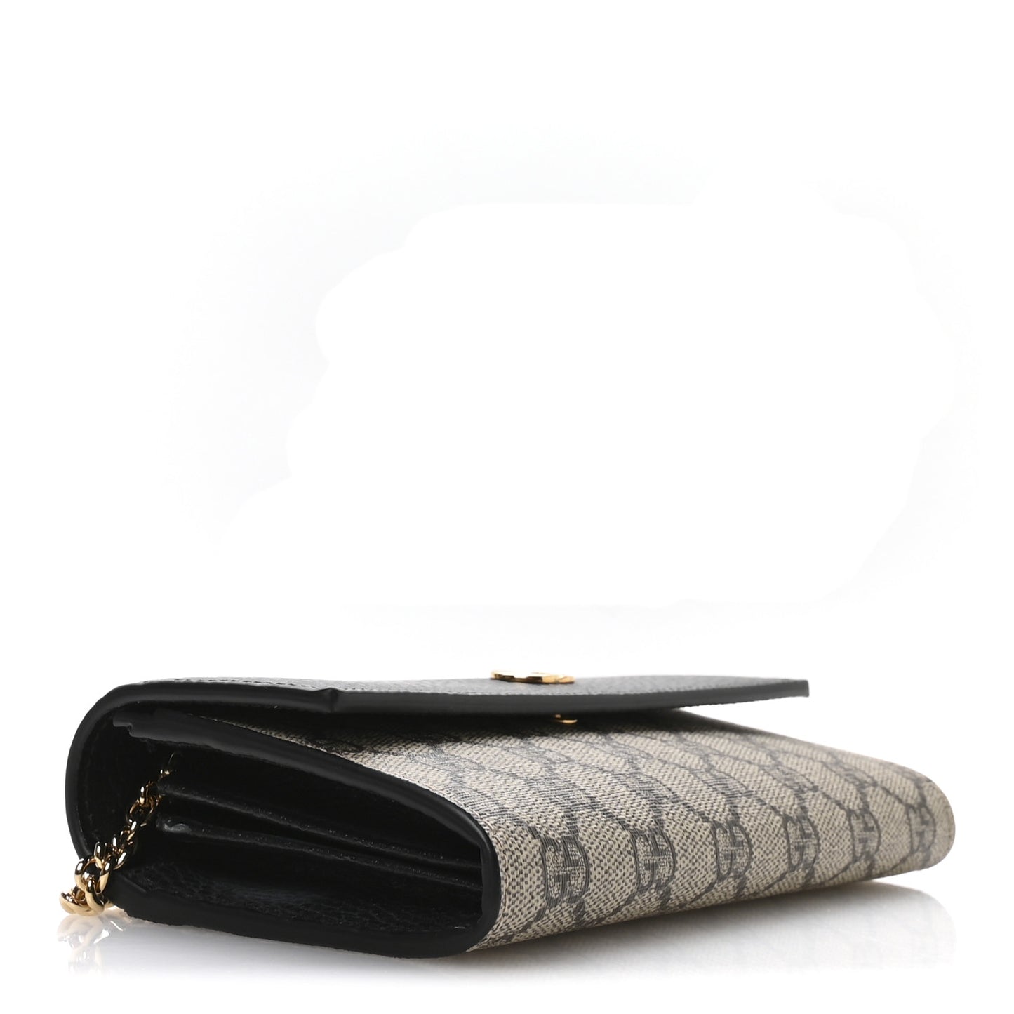 Dollar Calfskin GG Supreme Monogram Petite GG Marmont Wallet Chain Bag Black Beige Ebony