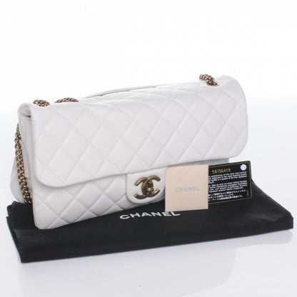 Chanel Calfskin CC Crown Medium Flap White 9 of 9