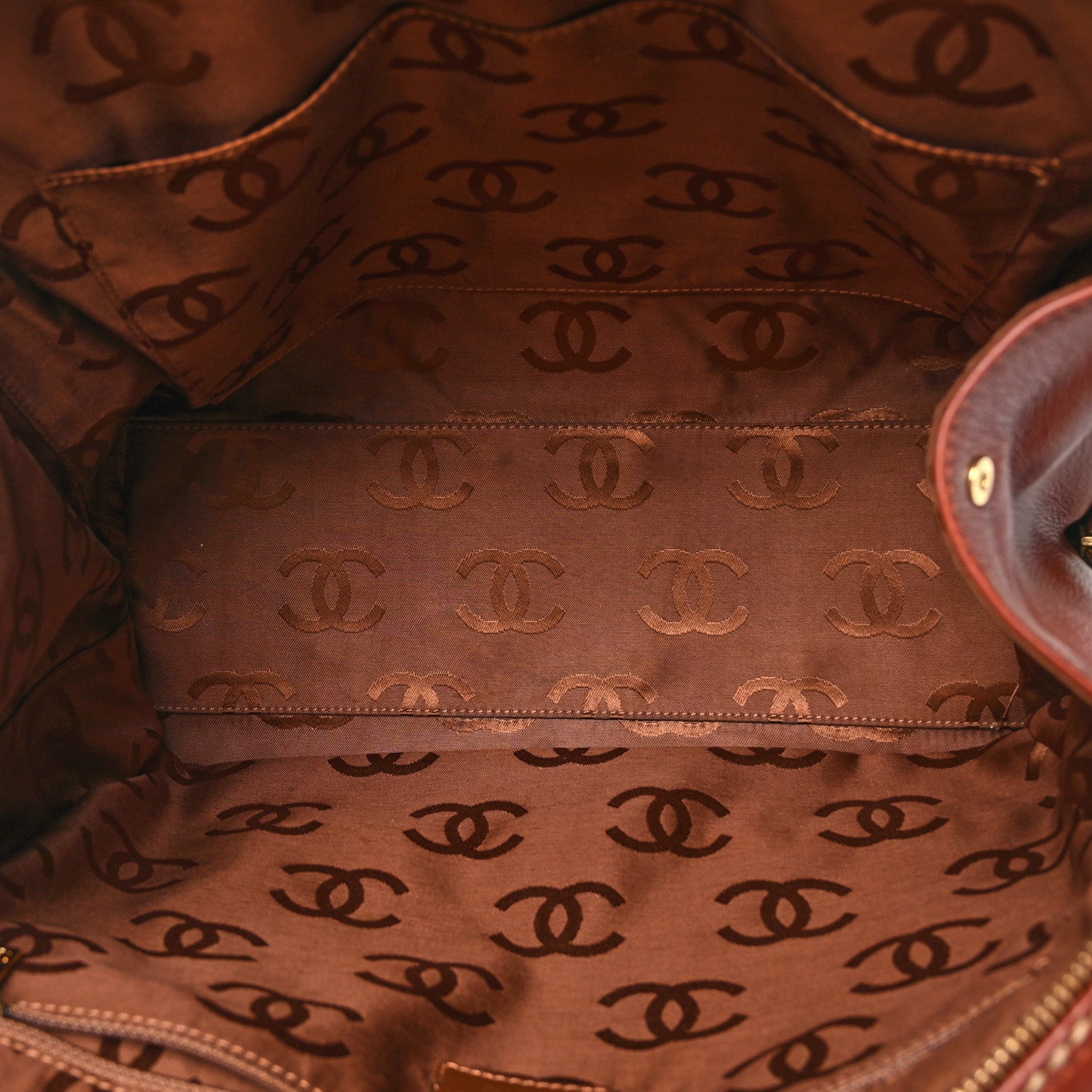 Chanel Calfskin Wild Stitch Vertical Top Handle Bag Brown 1608895