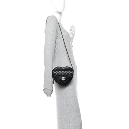 Chanel Lambskin Quilted Large CC In Love Heart Bag Black 2 of 10