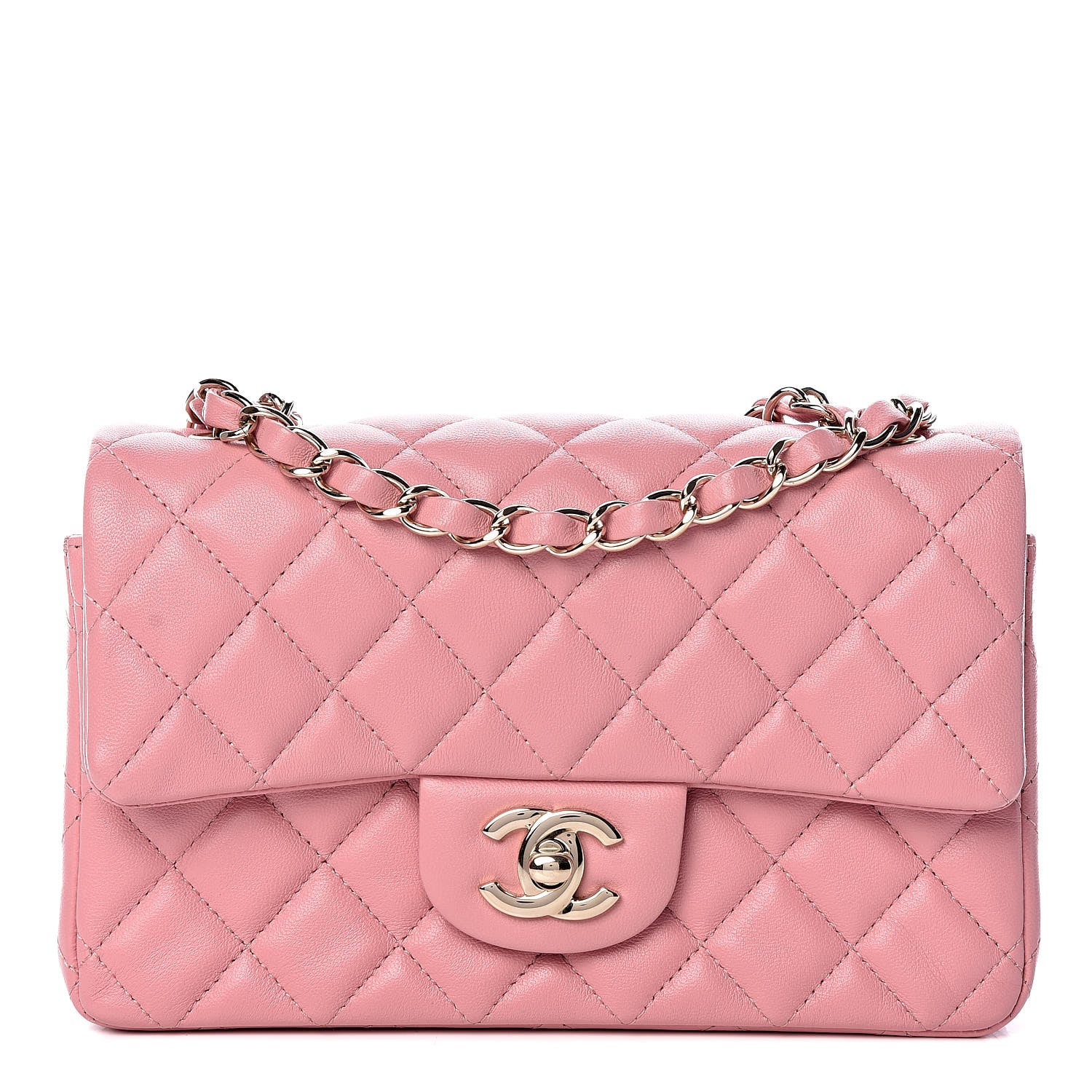 Chanel Lambskin Quilted Mini Rectangular Flap Pink 1 of 10