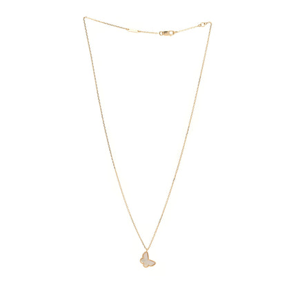 Van Cleef & Arpels 18K Yellow Gold Mother of Pearl Sweet Alhambra Butterfly Pendant Necklace 3 of 7