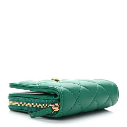 Versace Nappa Quilted Medusa Compact Zip Around Wallet Green 4 of 8