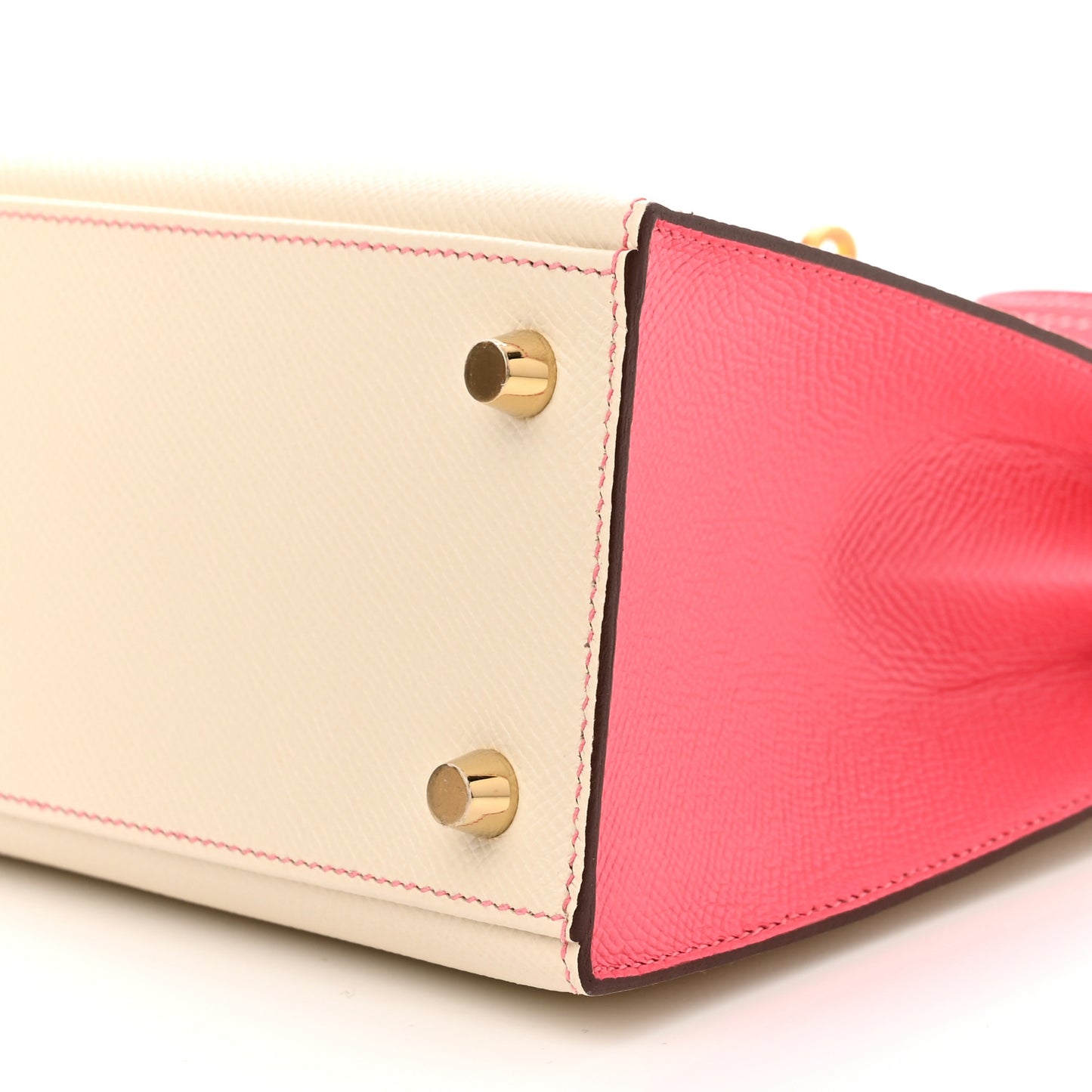 Epsom Bi-Color Horseshoe Kelly Sellier 25 Craie Rose Azalee