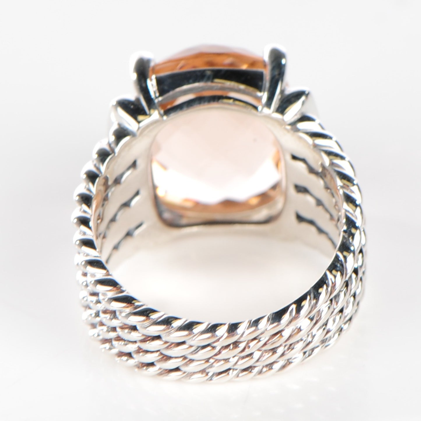 Sterling Silver Diamond Morganite 16mm Wheaton Ring 54 7