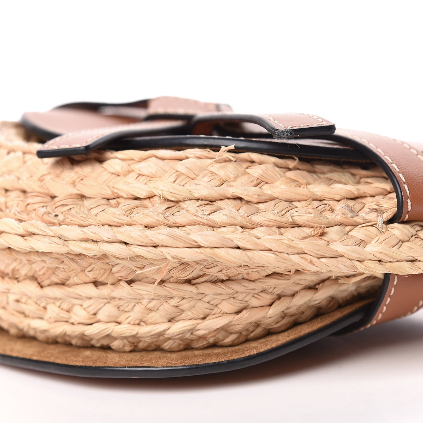 Calfskin Raffia Mini Gate Crossbody Bag Natural Tan