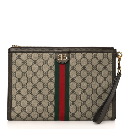 Gucci X BALENCIAGA BB Supreme Monogram Web Ophidia Wristlet Beige New Acero 1 of 7