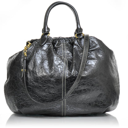 Miu Miu Leather Gathered Tote Black 1 of 9