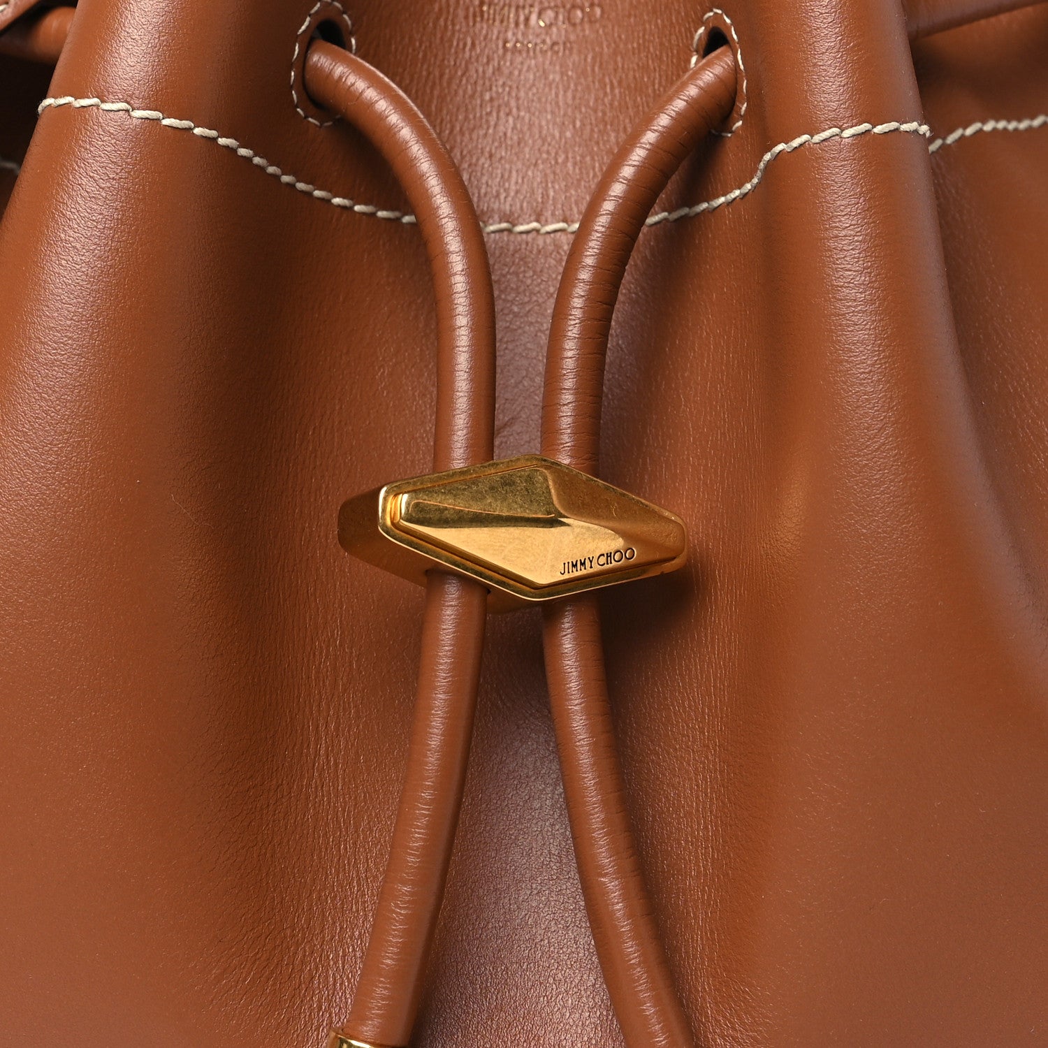 Jimmy Choo Soft Natural Calfskin Bon Bon East West Bucket Bag Tan Ecru 8 of 10