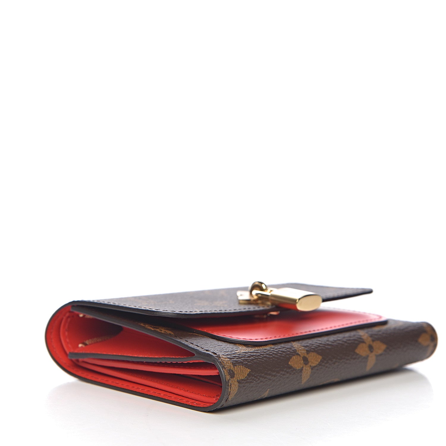Louis Vuitton Monogram Flower Lock Compact Wallet Coquelicot 4 of 6