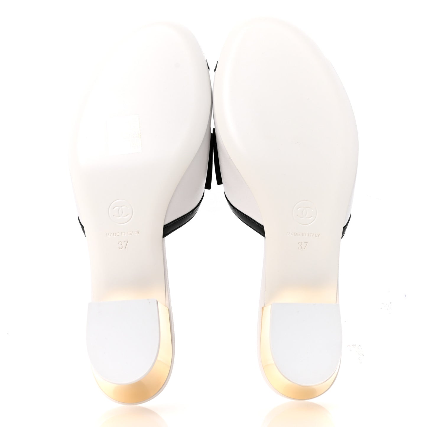 Lambskin Grosgrain Bow Mules 37 White Black