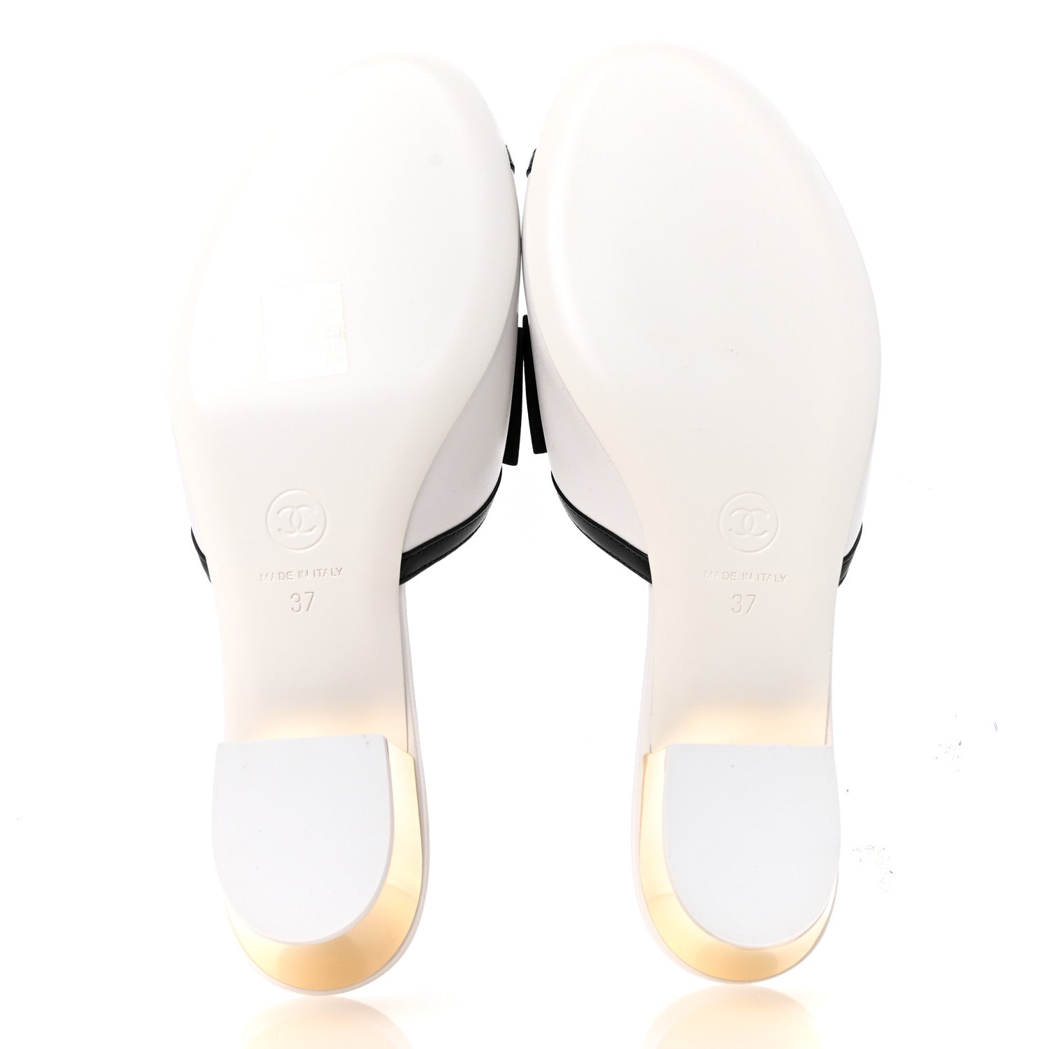 Chanel Lambskin Grosgrain Bow Mules 37 White Black 6 of 10
