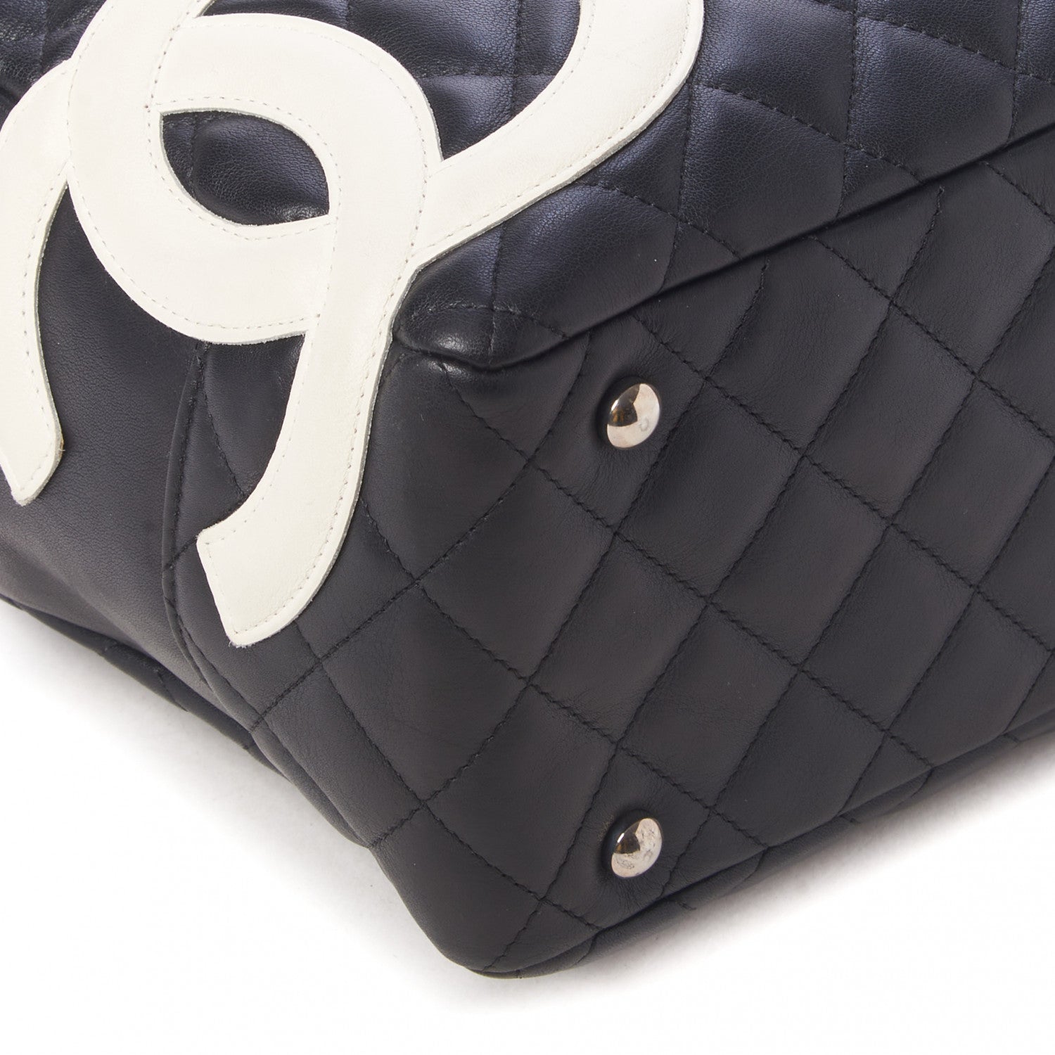 Chanel Calfskin Quilted Large Cambon Bowler Black White 6 of 9