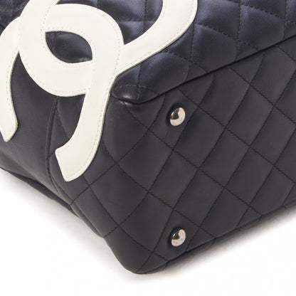 Chanel Calfskin Quilted Large Cambon Bowler Black White 6 of 9