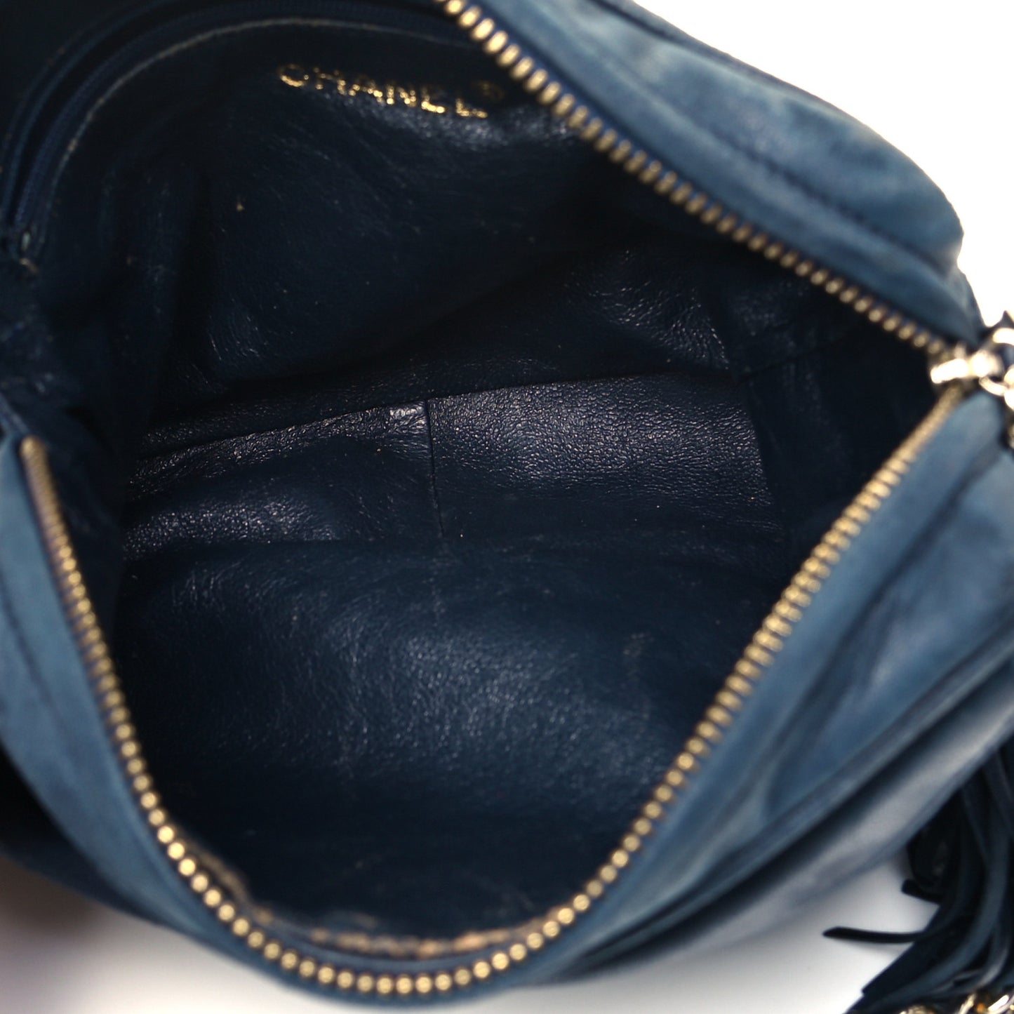 Lambskin Quilted CC Tassel Camera Case Blue