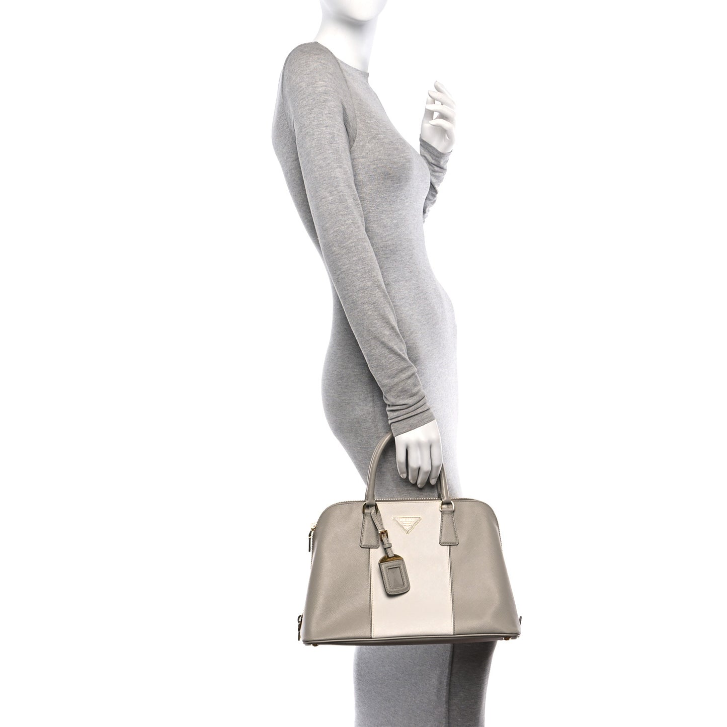 Saffiano Lux Bi-Color Promenade Tote Talco Pomice