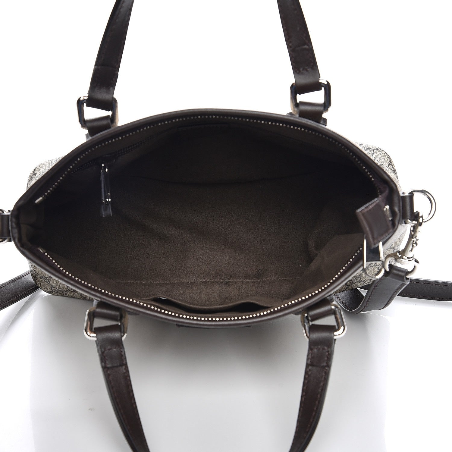 Gucci GG Supreme Monogram Small Zippered Tote Dark Brown 6 of 9