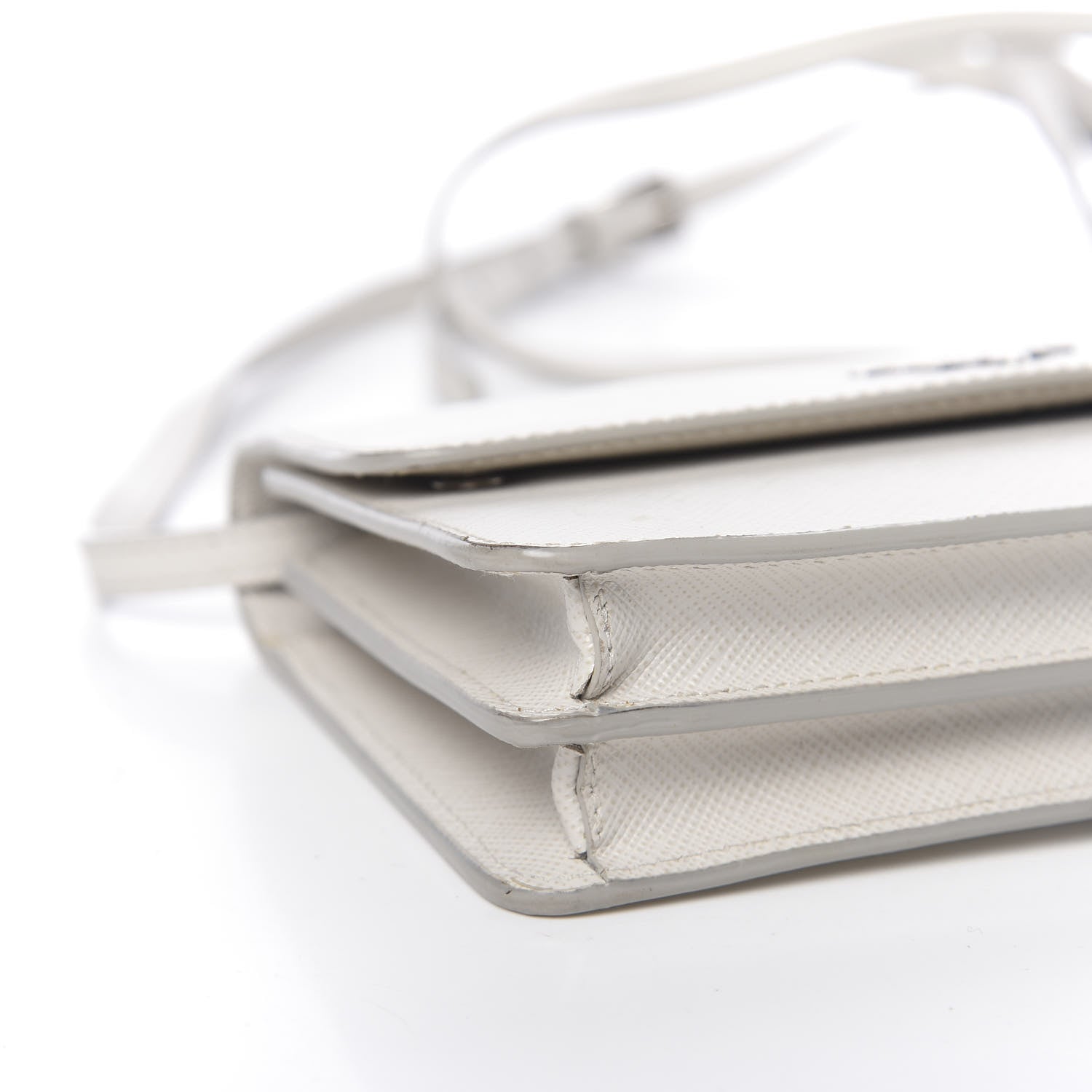 Prada Saffiano Metal Flap Wallet With Strap Talco 7 of 9