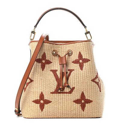Louis Vuitton Raffia Calfskin Monogram Neonoe MM Tan 1 of 9