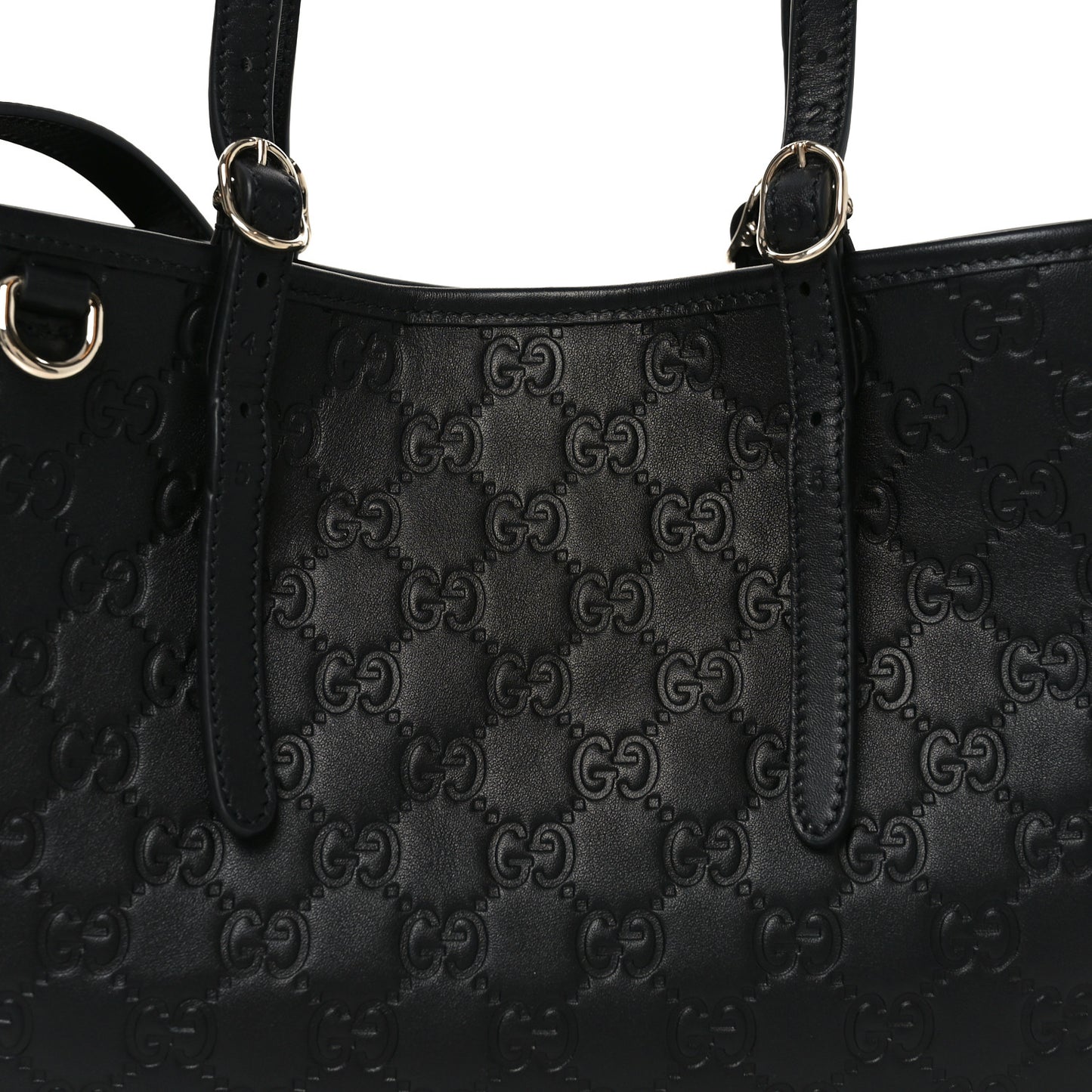 Calfskin GG Monogram Emblem Medium Tote Bag Black