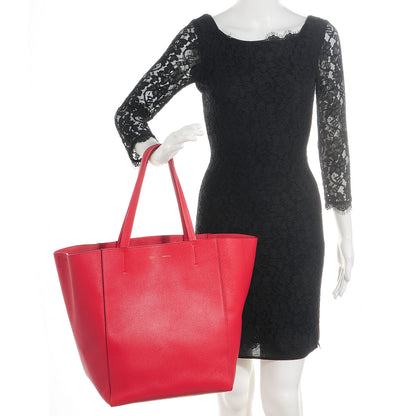 Celine Grained Calfskin Medium Horizontal Cabas Phantom Vermillion 2 of 8