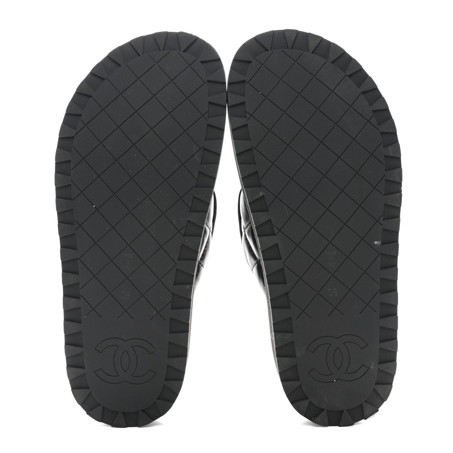 Lambskin Quilted CC Turnlock Mules 36 Black