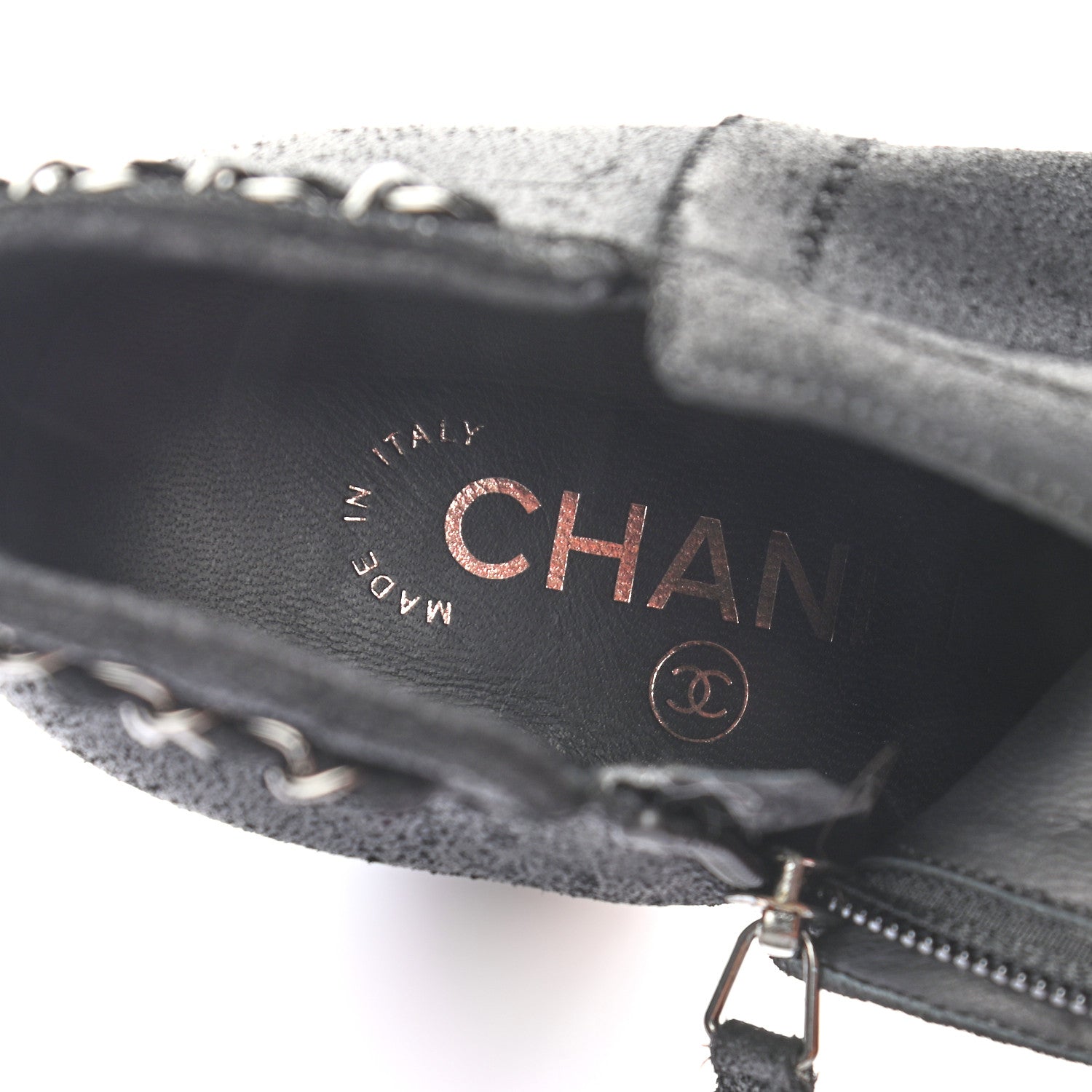 Chanel Suede CC Chain Ankle Boots 37.5 Black 6 of 9