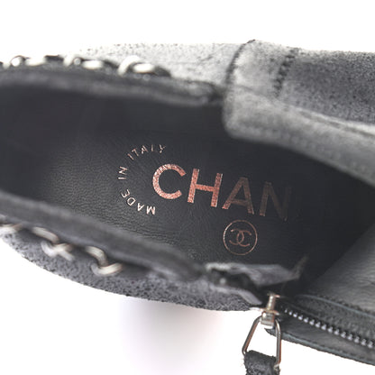 Chanel Suede CC Chain Ankle Boots 37.5 Black 6 of 9