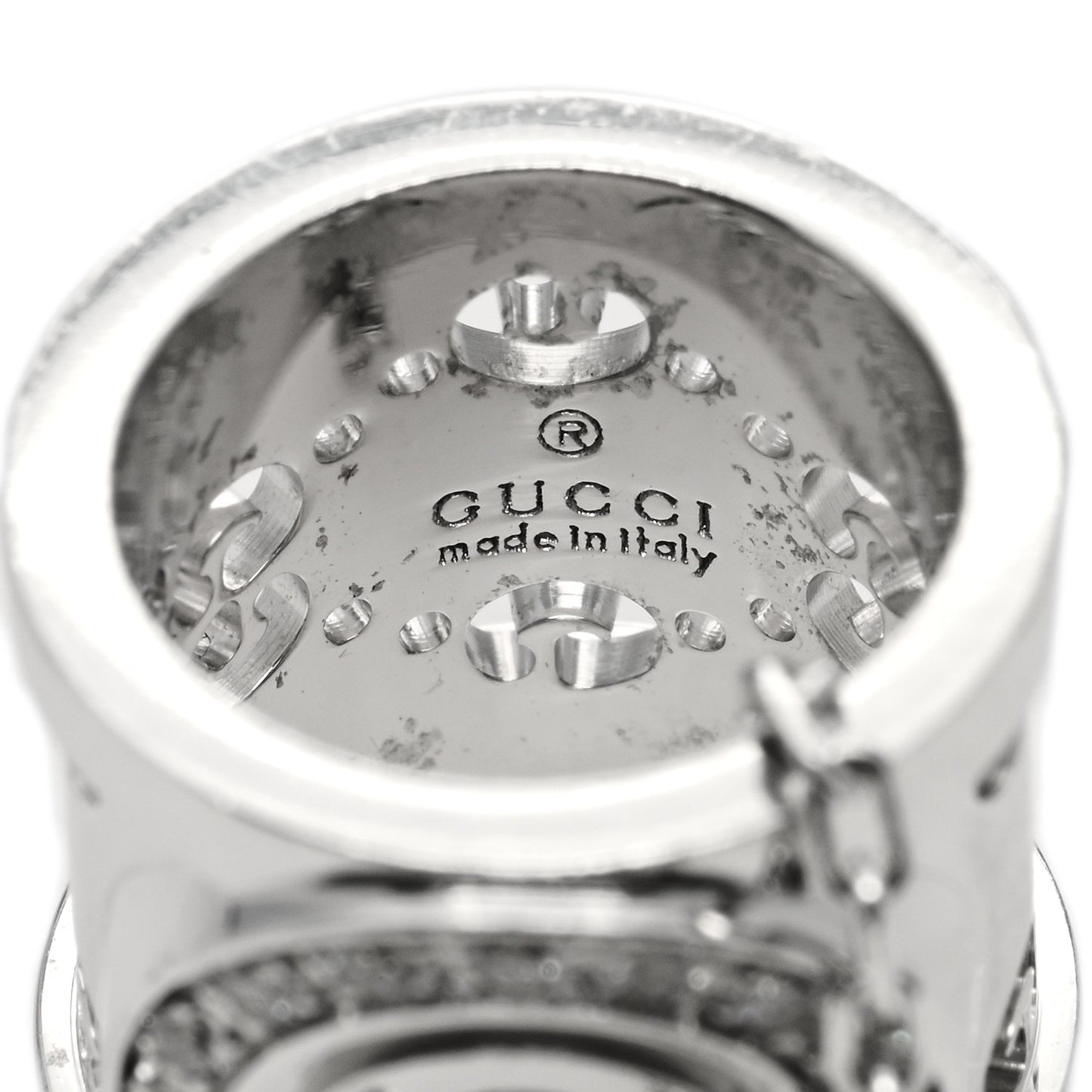 18K White Gold Diamond Icon Twirl Barrel Pendant Necklace